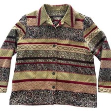 Women's Printed Embroidered Light Weight Button Up Jacket Blazer