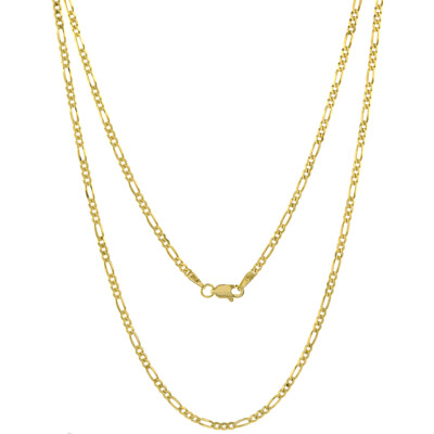 10K massives Gelbgold Figarokette Halskette Armband 2,5 mm ~ 10,5 mm/16'' ~ 30''