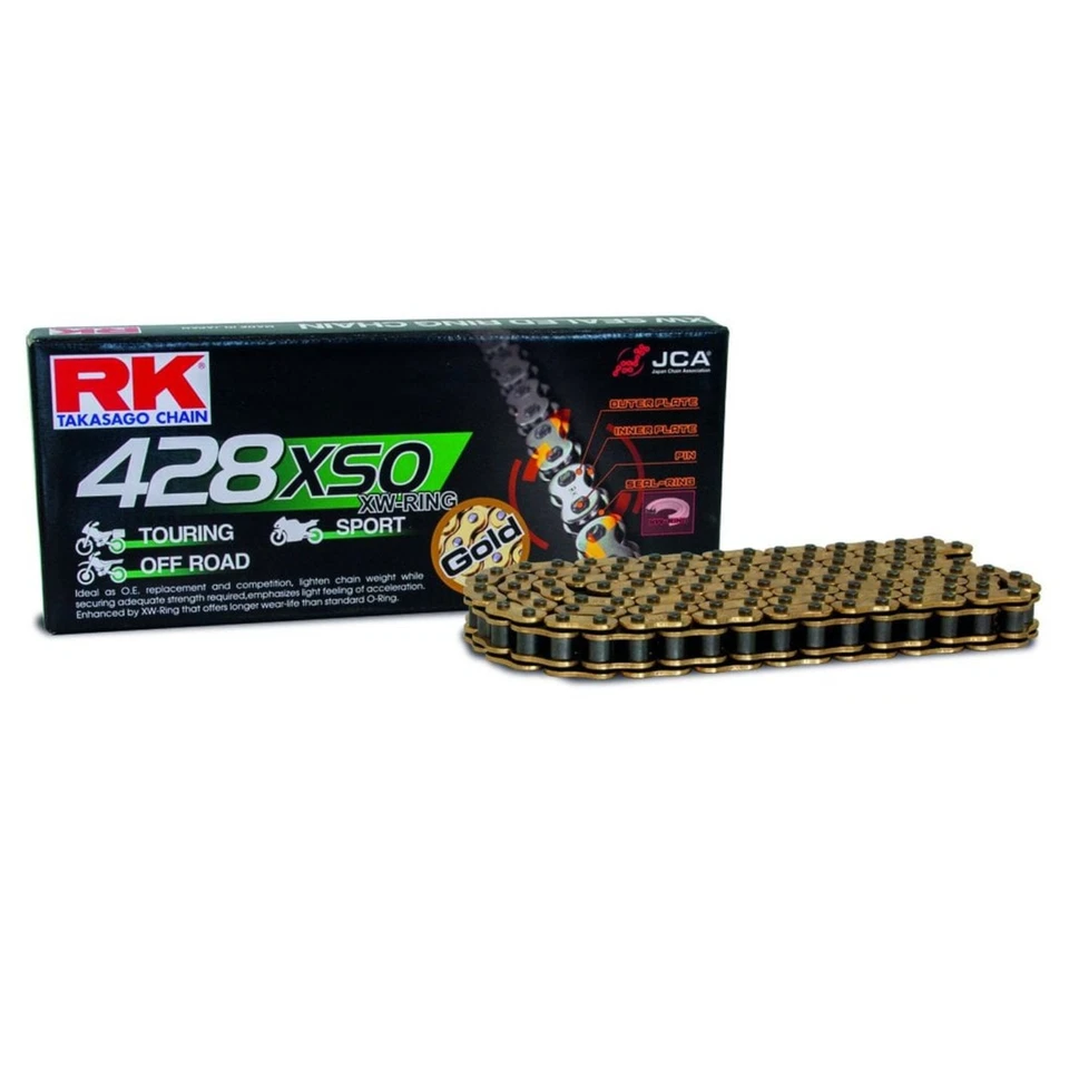 Cadena RK para Yamaha MX100 EE. UU. 1974-1978 anillo XW dorado Foto 2 de 4