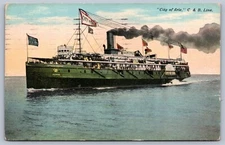 Postcard C. & B. Line Steamer "City of Erie" 1914