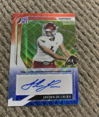 2022 Leaf Pro Set Jayden De Laura RC red white and blue Auto 3/7 ARIZONA XFL