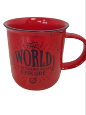 Enamel Coffee Tea Camping Cup Mug Red Blue Speckled Outdoor Explore