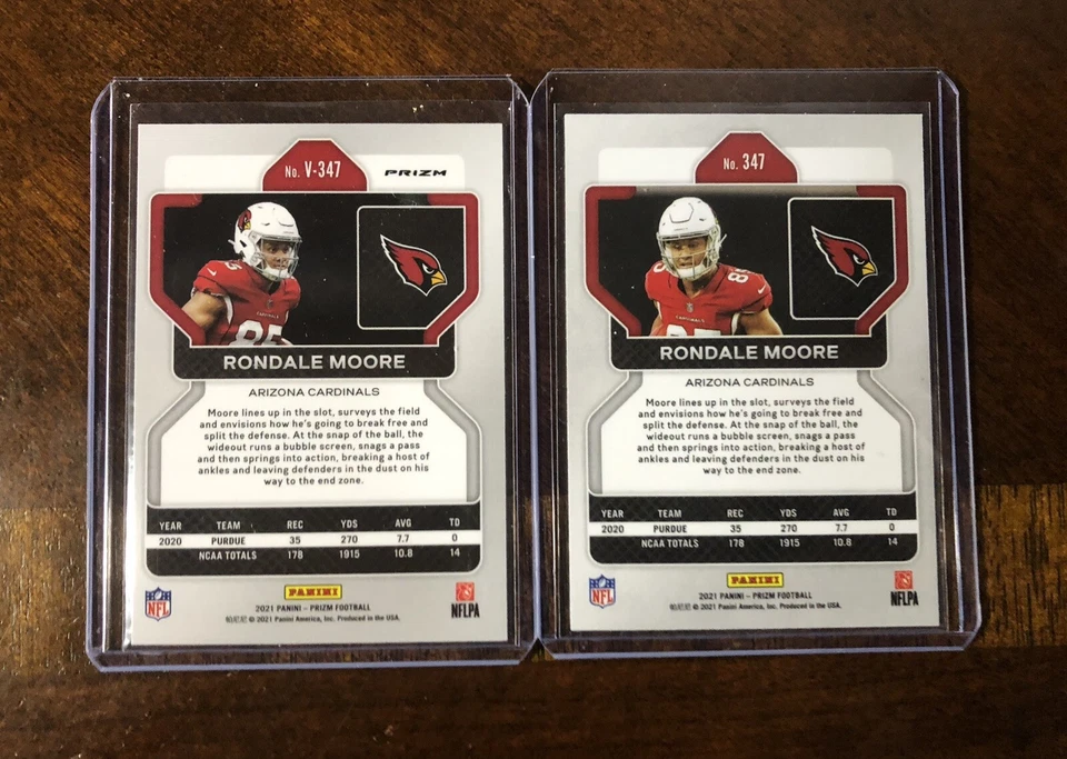 2021 Panini Prizm Rondale Moore Silver Prizm Variation RC & Base (2) Cardinals - Image 2 of 2