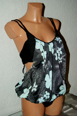 New! Beachwear tankini set * bikini * swim shirt & brief black mint 42