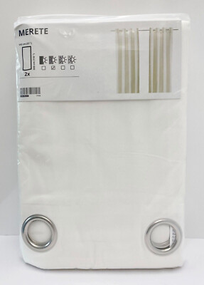 IKEA カーテンMERETEキナリアイボリー MERETE room darkening curtains, 1 pair, white/with eyelets, 57x118