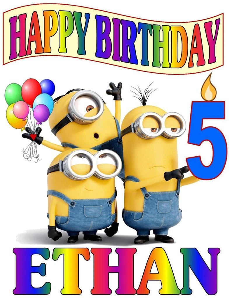 MINIONS HAPPY BIRTHDAY T SHIRT PERSONALIZED Any Name Age Super