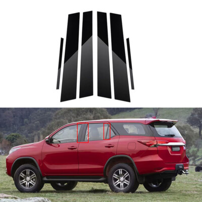 Für Toyota Fortuner 16-2024 6x Fenster Säulenpfosten Abdeckung Schwarz Glänzend