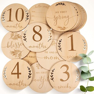 OLGS 40 wood milestones incl. bag for your baby | Milestone cards as a gift idea