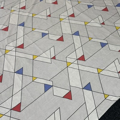 Vintage 80s Dan River geometric color block Memphis style twin flat sheet