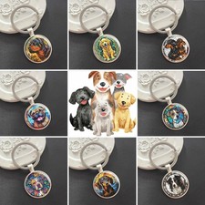 Dog Breed Keyring Stained Glass Style Pet Lover Gift Ready  9 Dog Designs Choice