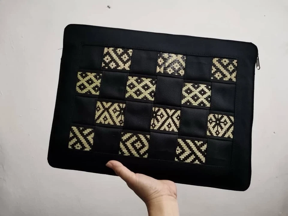 Woven Laptop Sleeve Case Bamboo Chess Style Handmade Case Sabahan - Image 2 of 2