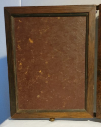 Espejo de viaje/afeitado triple pliegue estilo victoriano antiguo madera y grabados de flores - Imagen 10 de 10