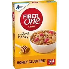 One Honey Clusters Breakfast Cereal, Fiber Cereal Made with Whole Grain, 17.5 oz