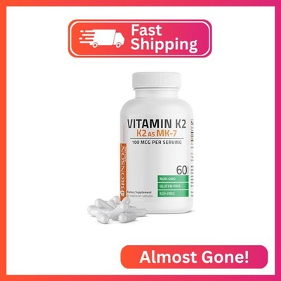 Bronson Vitamin K2 as MK-7 Menaquinone 100 mcg Non-GMO, 60 Capsules