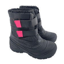 Wonder Nation Girls Black Pink Winter Boots Water Resistant Sherpa Lined Size 12