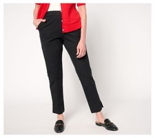 Isaac Mizrahi Live Regular 24/7 Stretch Icon Ankle Pants Pitch Black 8 New