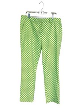 Tory Sport Pants Women 14Greenery Baseline Plaid Printed Tech Twill Golf Zip Fly