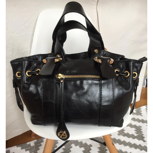 FRANCESCO BIASIA Handbag Leather Zipper Closure Authentic From Japan Y2K