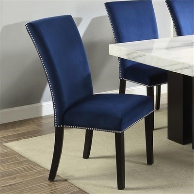 Steve Silver Camila Dining Chair in Blue Velvet