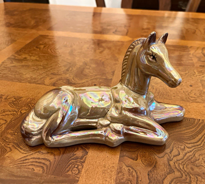 Iridescent Lusterware Porcelain Foal/Horse Figurine Equestrian