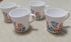 Set Of 4 VTG Corelle Corning Ware, Fresh Cut Pattern Tulips, Coffee Mug Tea Cups — photo 1