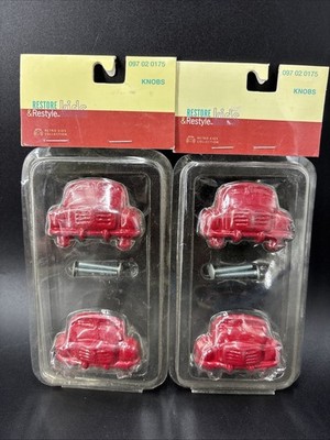 Restore & Restyle Kids red car shaped knobs 2 pk Vintage 2002 Target Brand Lot