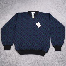 NWT Vintage Tricots St Raphael Sweater Mens XL Blue Geometric Pure New Wool