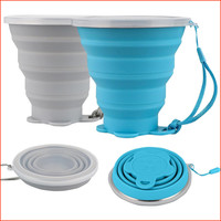 Faltbarer Silikon Camping Becher 320Ml Bpa-Frei Wiederverwendbar 2 StüCk Blau