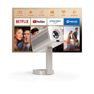 Smart Mini Projektor [kompatibel mit Netflix] 3D Dolby Audio 4K tragbares Projekt