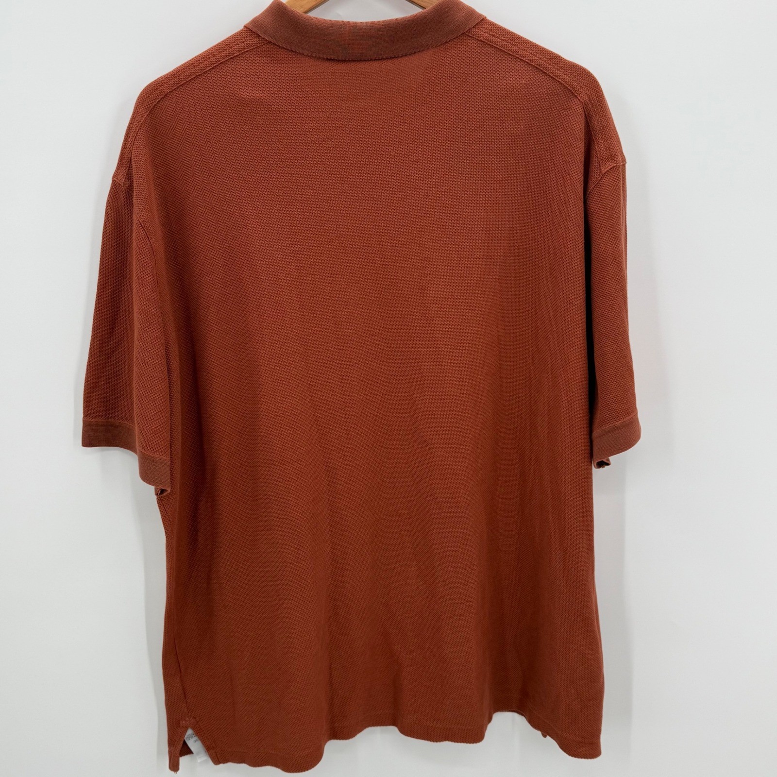 Ermenegildo Zegna Men's Knit Polo Shirt Rust Orange 4XL Cotton Silk Blend