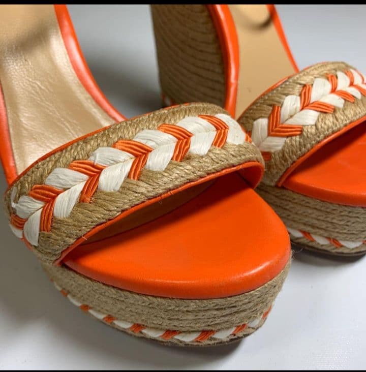 Gucci Espadrille Wedge Heel Sandals Orange Size 35 US About 5 For Women thumbnail 19