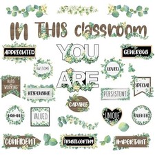 VABAMNA Bulletin Board Decorations, Eucalyptus Classroom Decor, 30Pcs Eucalyp...