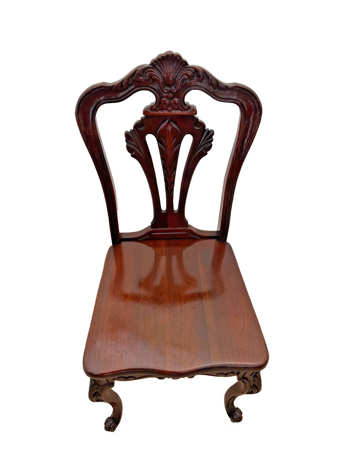 Vintage  French Accent Chair Hand Carved back and legs Solid Cherry Petite Size - Image 2 of 4