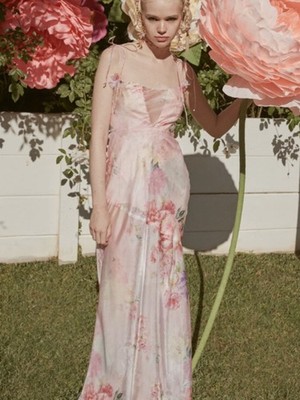NWT FOR LOVE & LEMONS Lisa Bouquet Garden Floral Watercolor Maxi Dress - XL