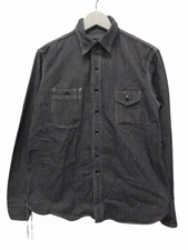 Gleem Greem Denim Shirt Long Sleeve Blue Cotton Stripe 38 M Haori Jacket