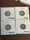 4 1920s-1940s Mercury Dimes US Coins Lot Collection Group Vintage 10c