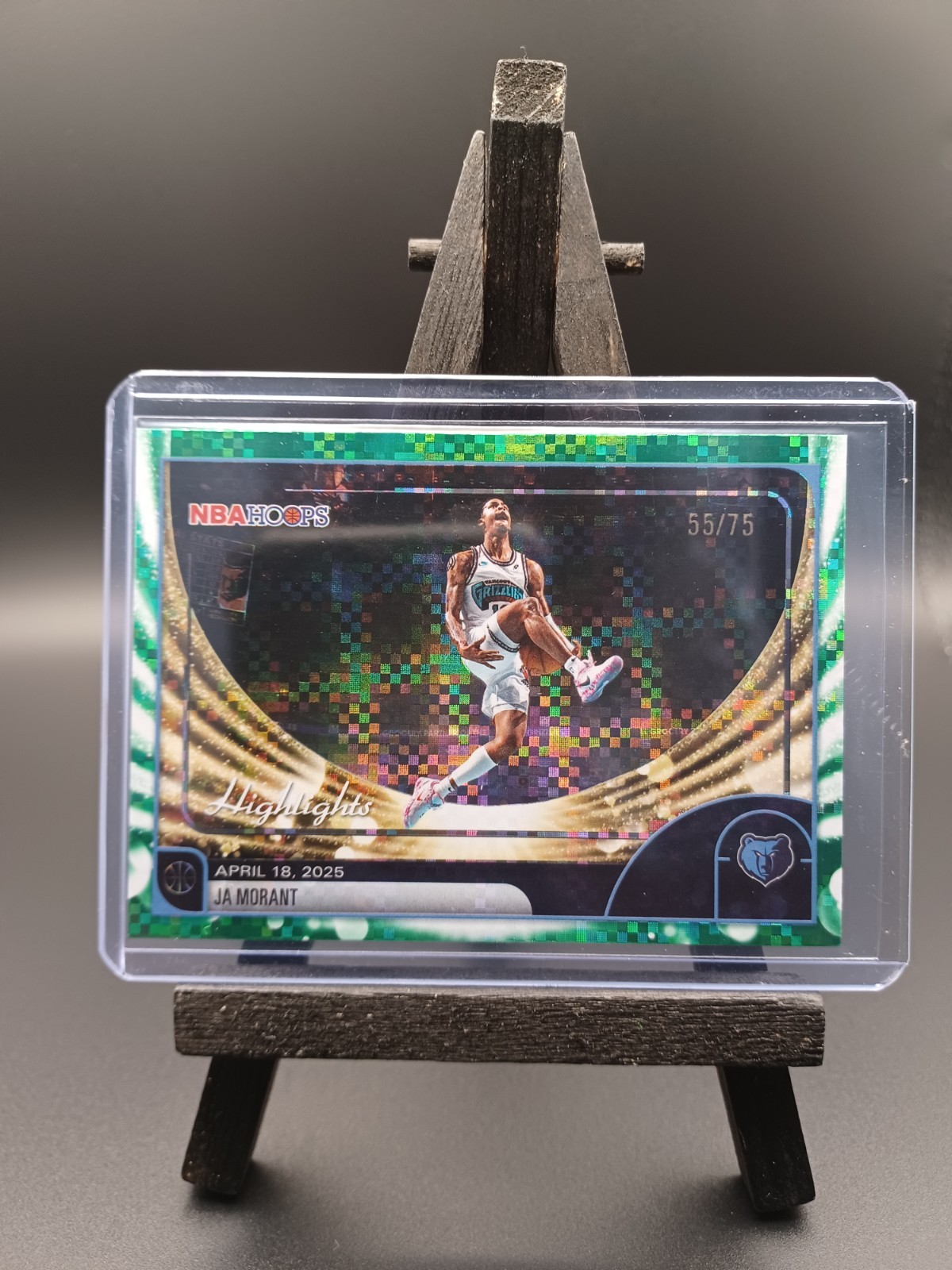 Ja Morant-2026 NBA Hoops Highlights Green Pixel Burst /75-Memphis Grizzlies