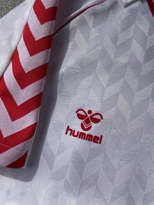 Denmark 1990s Hummel Football Shirt Soccer Jersey White Red Rare