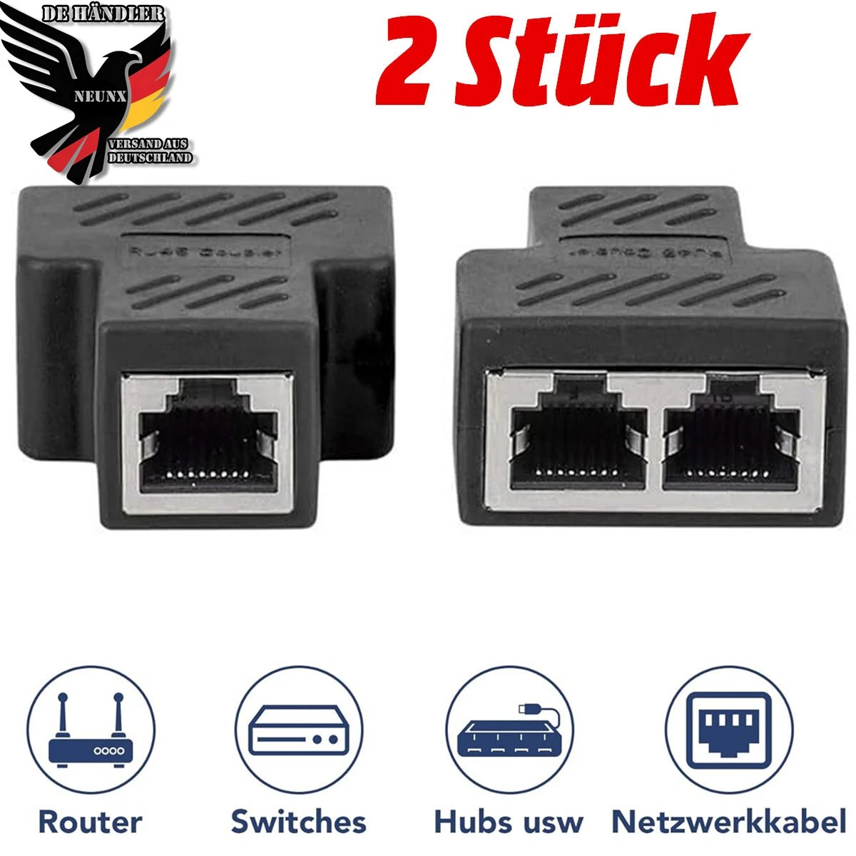 Ethernet Verteiler CAT AOUZOVLI LAN Splitter 1 Auf 2 - 5 Stück Für Ethernet CAT 5/6/7/8 Kabel Netzwerk Splitter CAT 5/6/7