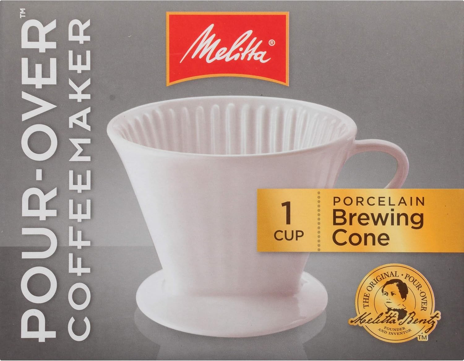 Melitta no 2 Porcelain Single Cup Pour-Over Coffee 1 Count (Pack of 1), White 