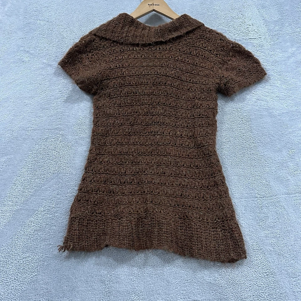 Женский свитер с коротким рукавом Charlotte Russe M коричневый вязаный Y2K винтажный сделано в США - Изображение 3 из 4