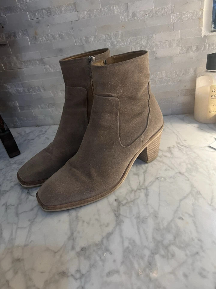 Botines elegantes de gamuza visón trapo y hueso minimalista 6,5 altura perfecta Foto 2 de 4