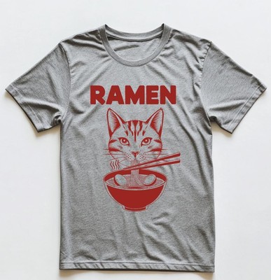 Ramen Cat T-Shirt   Cute Noodle Slurping Black Cat Tee, Retro Japanese Foodie