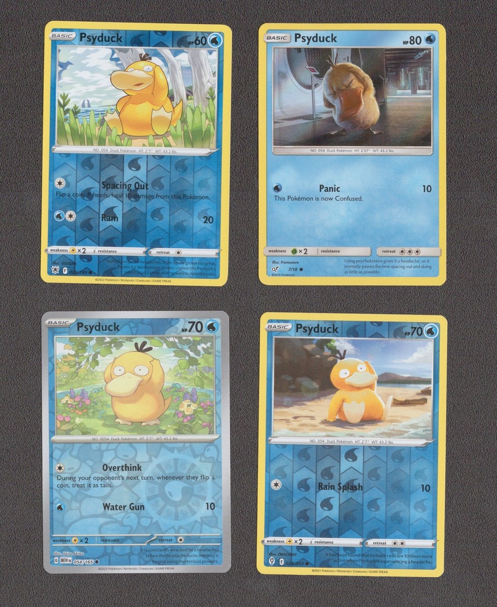 Psyduck Pokemon Card Collection Set of 4 Reverse Holo / Holo Cards 151 SM  Water