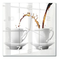 Elegante Glasuhr Glas-Wanduhr Aus Glas Auslaufender Kaffee WeißE Zeiger 30X30 Cm
