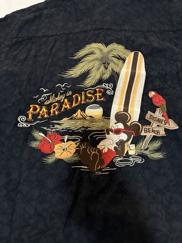 Disney Parks Shirt M Black Mickey In Paradise Embroidered Button Up Xl 148 - Picture 8 of 8
