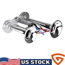 Train Air Horn Compressor Kit For Trucks Car Boats Super Loud Dual Trumpet
