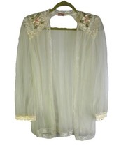 Deadstock VTG 70s Coquette Fairy Womens Sheer Nylon Floral Bed Lingerie Jacket