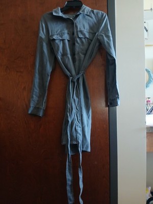 NWT/ GAP FACTORY grey long sleeve belted shirt dress