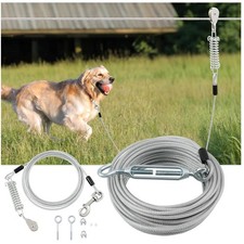 Outdoor Dog Runner, 100ft 15ft, Silver, Chew-Resistant